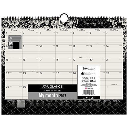 AT-A-GLANCE Wall Calendar 2017, Monthly, 14-7/8 x 11-7/8&#034;, Lacey (W141-707)