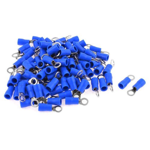 100 x blue insulating sleeve ring terminals cable lug rv2-4 awg 16-14 for sale