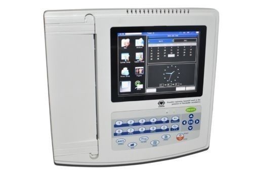 12 Channel Portable 8 inch Digital Electrocardiograph ECG EKG Machine 300 Cases