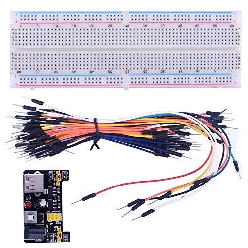 Kuman 830 MB-102 Tie Points Solderless Breadboard + Power Supply Module + 65pcs