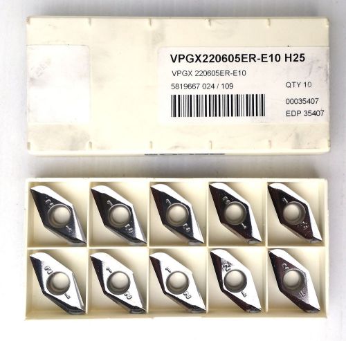 10- SECO carbide inserts VPGX 220605ER-E10 , Grade H25   **NEW**