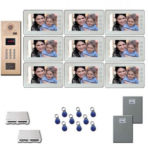 Apartment video intercom nine 7 inch color monitor door panel kit for sale