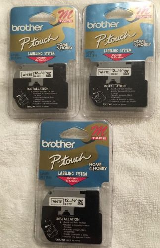 BROTHER M231 P-TOUCH LABELING TAPE 12mm 1/2&#039;&#039; M TAPE BLACK ON WHITE NEW NIB