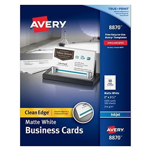 Avery Two-Side Printable Clean Edge Business Cards for Inkjet Printers, White,