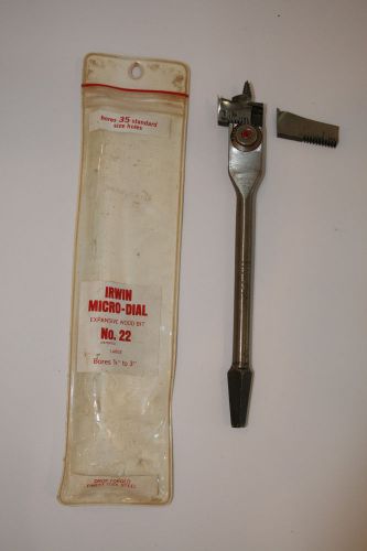 IRWIN MICRO-DIAL EXPANSIVE WOOD BIT, NO. 22, 7/8&#034; TO 3&#034;