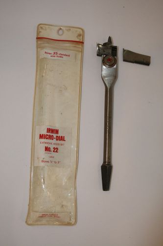 IRWIN MICRO-DIAL EXPANSIVE WOOD BIT, NO. 22, 7/8&#034; TO 3&#034;