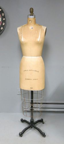 Vintage 1964 Wolf Mannequin Collapsible Dress Form 10 Original Cage Stand