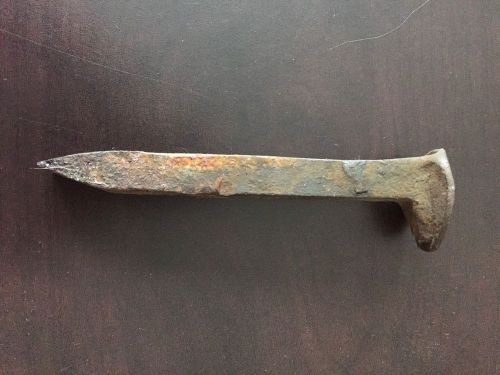 Vintage Antique Primitive Cast Iron Metal Stake Railroad Spike Big Nail 6 1/2&#034;