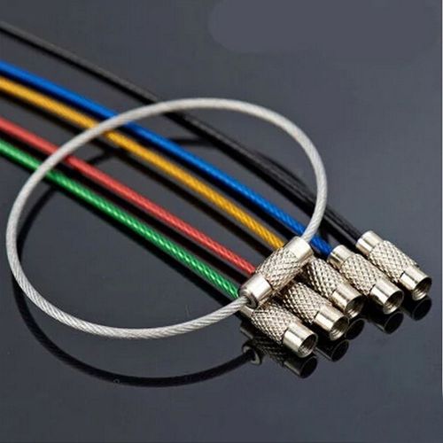 2pc 150mm wire rope key ring stainless steel wire chain pendant loop tool random for sale