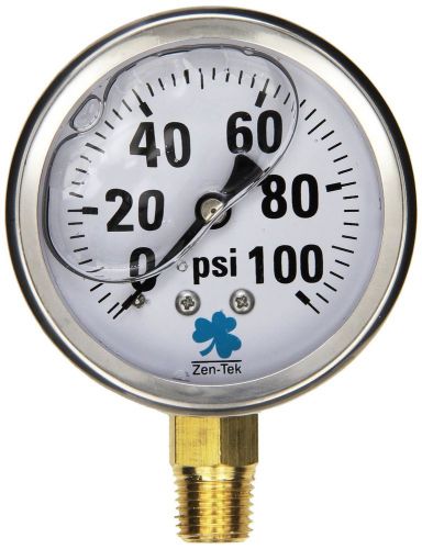 Zenport lpg100 zen-tek glycerin liquid filled pressure gauge 100 psi for sale