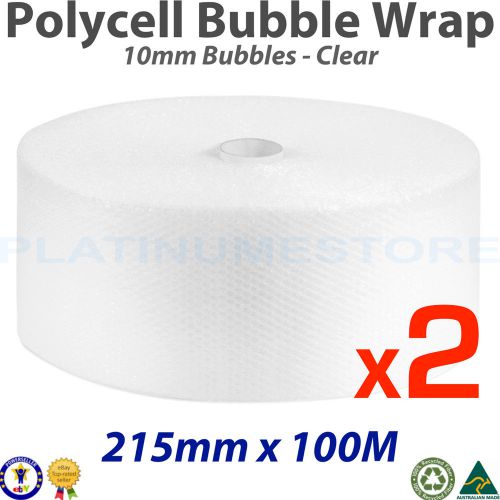 2 x 215mm x 100M Meters Bubble Wrap Roll POLYCELL Clear Bubblewrap 10mm Bubbles
