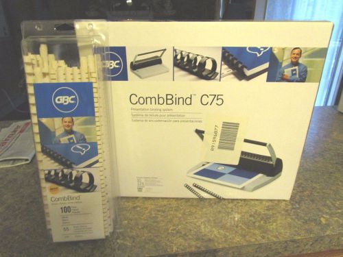 GBC CombBind C75 Desktop Binding Machine Bundle With Box Of Binding Combs - NEW
