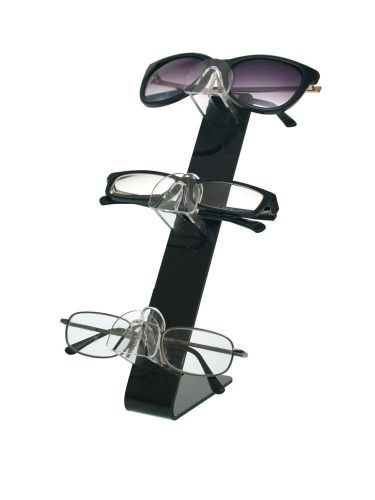 3 Tier Acrylic SUNGLASSES EYEGLASSES display STAND with Black Back Glasses Nose