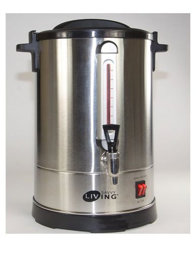 Savvy Commercial Living Hot Water Urn 40 Cups Brushed Stainless Steel Metal
