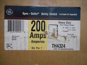 GE TH4324 200 AMP 240V DISCONNECT FUSIBLE N-1 INDOOR SAFETY SWITCH