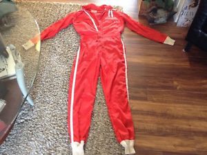 WORTH VTG red White stripe coveralls car racing pit crew-Cool!