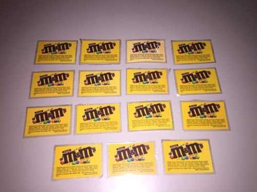 (15) Peanut M&amp;M&#039;s Vendstar 3000 Candy Vending Machine Labels (Laminated) - Used