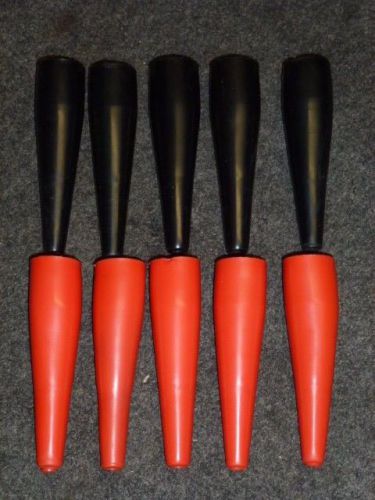 LOT of 5 PAIR MUELLER ELECTRIC NO.29 INSULATOR BOOTS RED / BLACK, ALLIGATOR CLIP