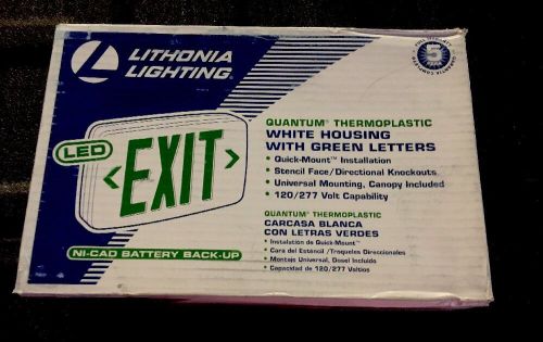 Lithonia Lighting Universal Mounting Exit Sign White Housing w/ Green Letters