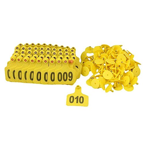 BQLZR Yellow 1-100 Numbers Plastic Large Livestock Ear Tag for Cow Cattle Pack o