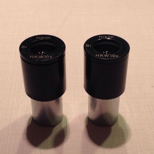 Pair Nikon Microscope Bi HKW H.K.W. 10X Eyepiece Part