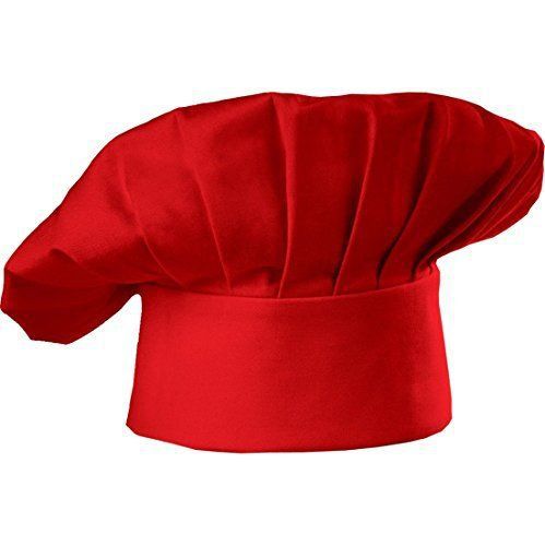 Chef Hat Adult Adjustable Elastic Baker Kitchen Cooking Chef Cap, Red