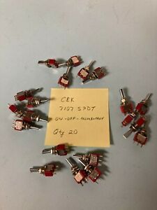 C &amp; K 7107 SPDT ON-OFF-MOMENTARY TOGGLE SWITCHES, Lot of 20 switches