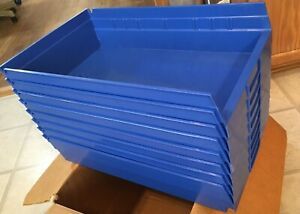 LOT of 8 -Quantum Storage Systems QSB110BL Blue Bin, 17-7/8&#034;L X 11-1/8&#034;W X 4&#034;H