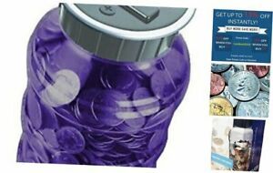 Digital Coin Counter Pennies Nickles Dimes Quarter Savings Jar | Purple
