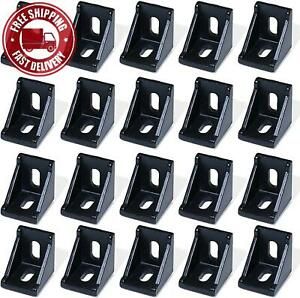 Boeray 20pcs 2020 Black Aluminum Corner Bracket for 2020 Aluminum Extrusion Prof