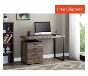 Homeroots Brown Black Particle Board Hollow Core Metal Computer Desk