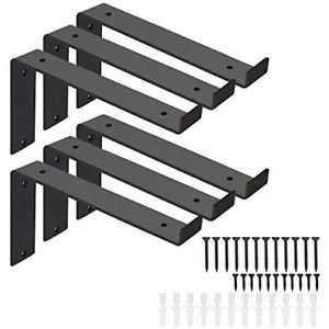 Large Shelf Brackets 10 Inch, Heavy Duty Metal Brackets, Black Brackets with DIY