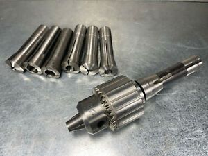 Milwaukee Drill Chuck F19KD, 3 Jacobs w/ R8 Shank + (6) R8 Collets Bridgeport