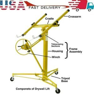 11FT Drywall Panel Hoist Dry Wall Rolling Caster Lifter Construction Tool 150LB