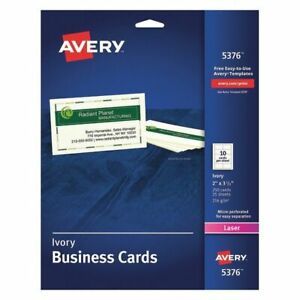 AVERY 5376 Business Cards,Laser,2x3.5,PK250