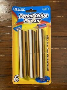 Bazic Pencil Grips Eraser 2221 Writing Comfort 6 Pack No Streaks Triangular Brwn