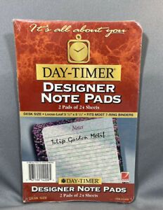 Vintage Day-Timer Loose Leaf Note Pads Tulip Pattern 5&#034; x 8&#034; 2 Pads of 24 Sheets