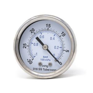PIC GAUGES 302D-208A Gauge,2&#034;,30/0 VAC,1/8&#034;CBM,SS