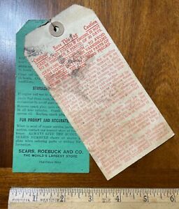 Vintage product advertising tags Sears Roebuck small engine instructions