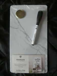 U Brand Frameless Magnetic Dry-Erase Board, 5.5&#034; x 10”White Marble W/pen/magnet