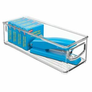 mDesign Plastic Stackable Home Office Storage Organizer, 10&#034; Long - Clear