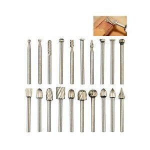 20pcs Rotary Bit Burrs Set HSS Tungsten Carbide Wood Milling Burrs with 1/8’’(3m