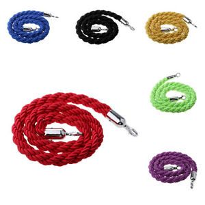 Queue Divider Crowd Control 1.5m*3.2cm Twisted Rope with Silver Ends 6 Colors