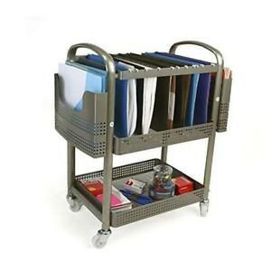 Heavy Duty Metal Mobile File Cart, Silver, MFILEC Mfilec