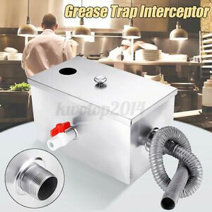 8LB 5GPM Restaurant Kitchen Wastewater Stainless Steel Grease Trap Interceptor