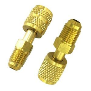 1/4\&#034; AC Refrigerant Adapter 2Pcs Set 5/16\&#034; Brass For Valve System Tool