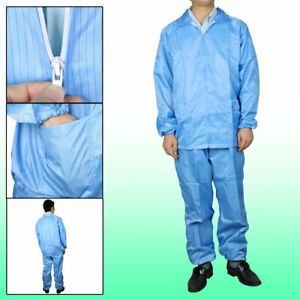 Man Woman Blue Stripe Anti Static Overall Uniform L