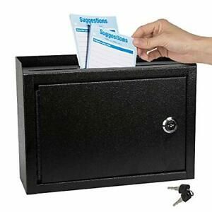 Suggestion Box with Lock,Locking Mailbox, Key Drop Box, Wall Mounted Black