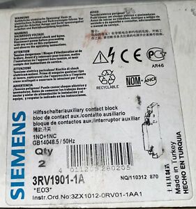 2 - NEW- Siemens 3RV1901-1A  Auxiliary Contact Block