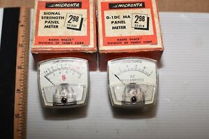 2 MICRONTA PANEL METERS radio shack Tandy 0-1DC MA 22-018 Signal Strength 22-020